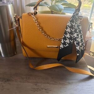 Anne Klein, yellow bag with handle and removable straps, small